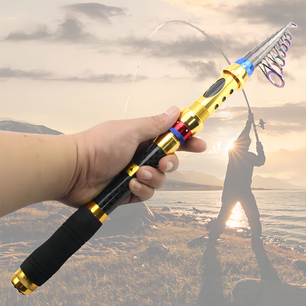 LEO 2.4m/2.1m gold Fishing Rod and Reel Set with Carrier Bag | Shopee ...
