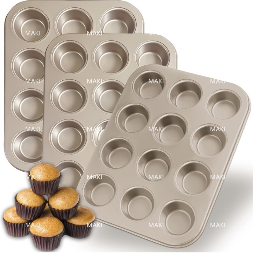 6/12 holes cake molds/molder,mini cup cake mold,muffin tray,nonstick baking pan,black/golden