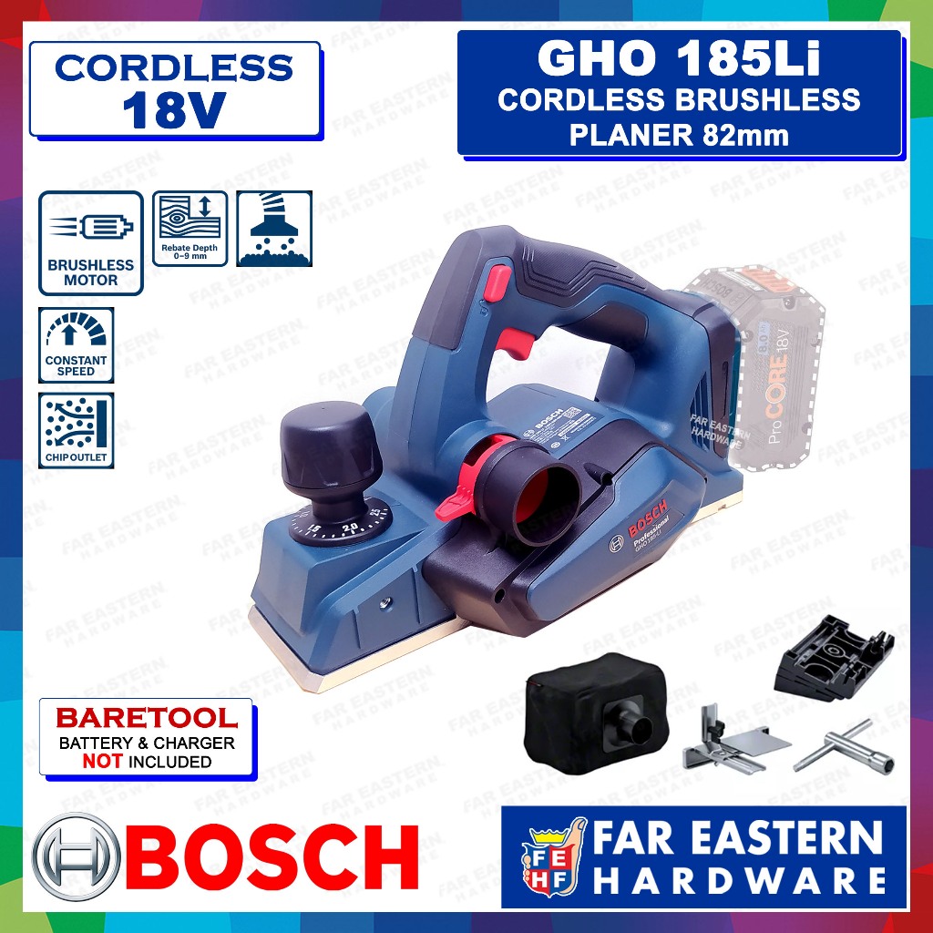 BOSCH GHO 185 Li Cordless Brushless Planer 82mm Baretool RBPT18