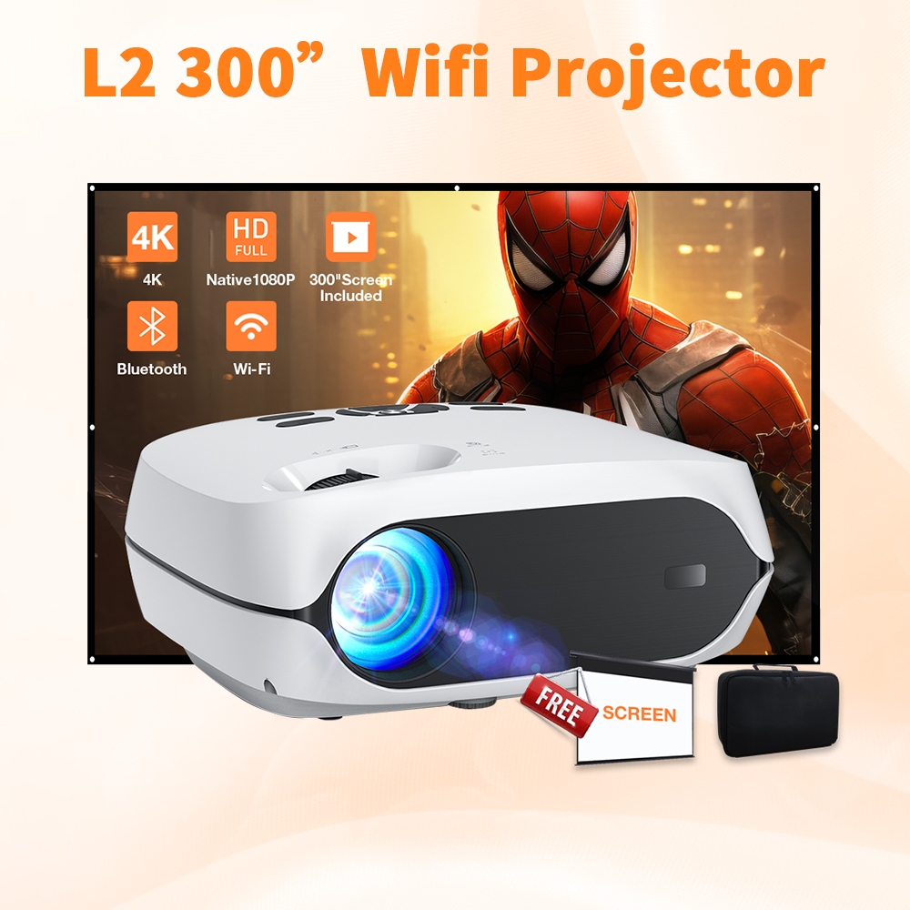HAPPRUN L2 4K Projector 5G WiFi Bluetooth Projector Native 1080p