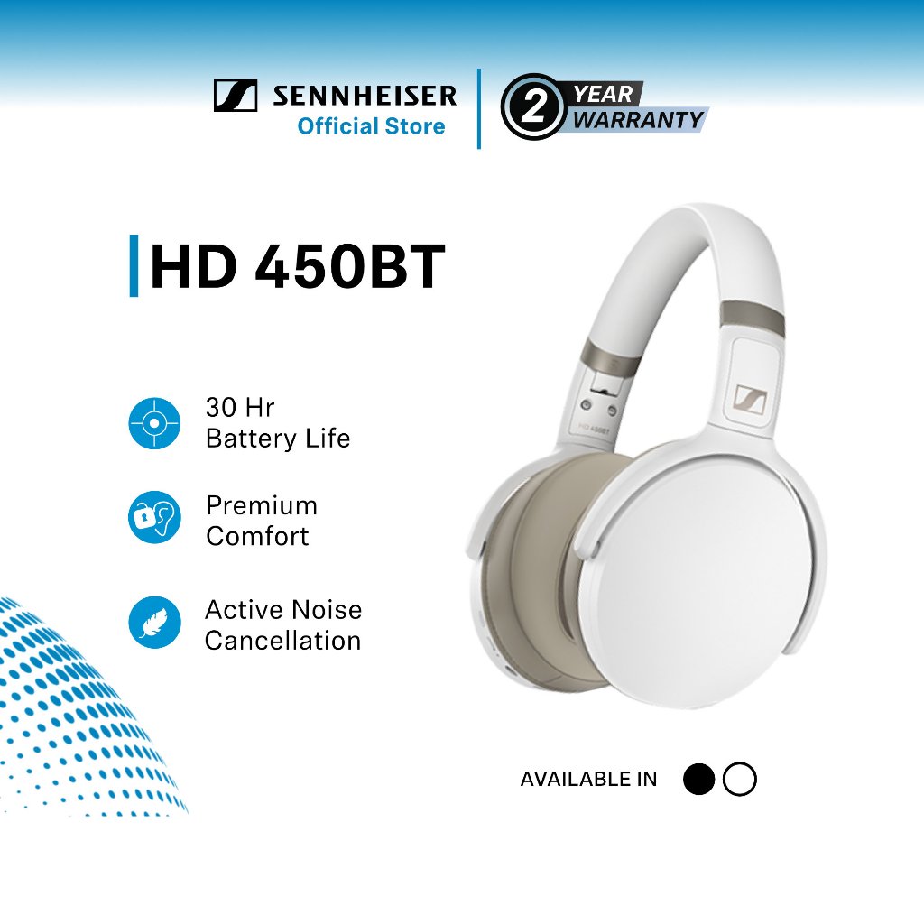 Sennheiser HD 450BT Headphones - White