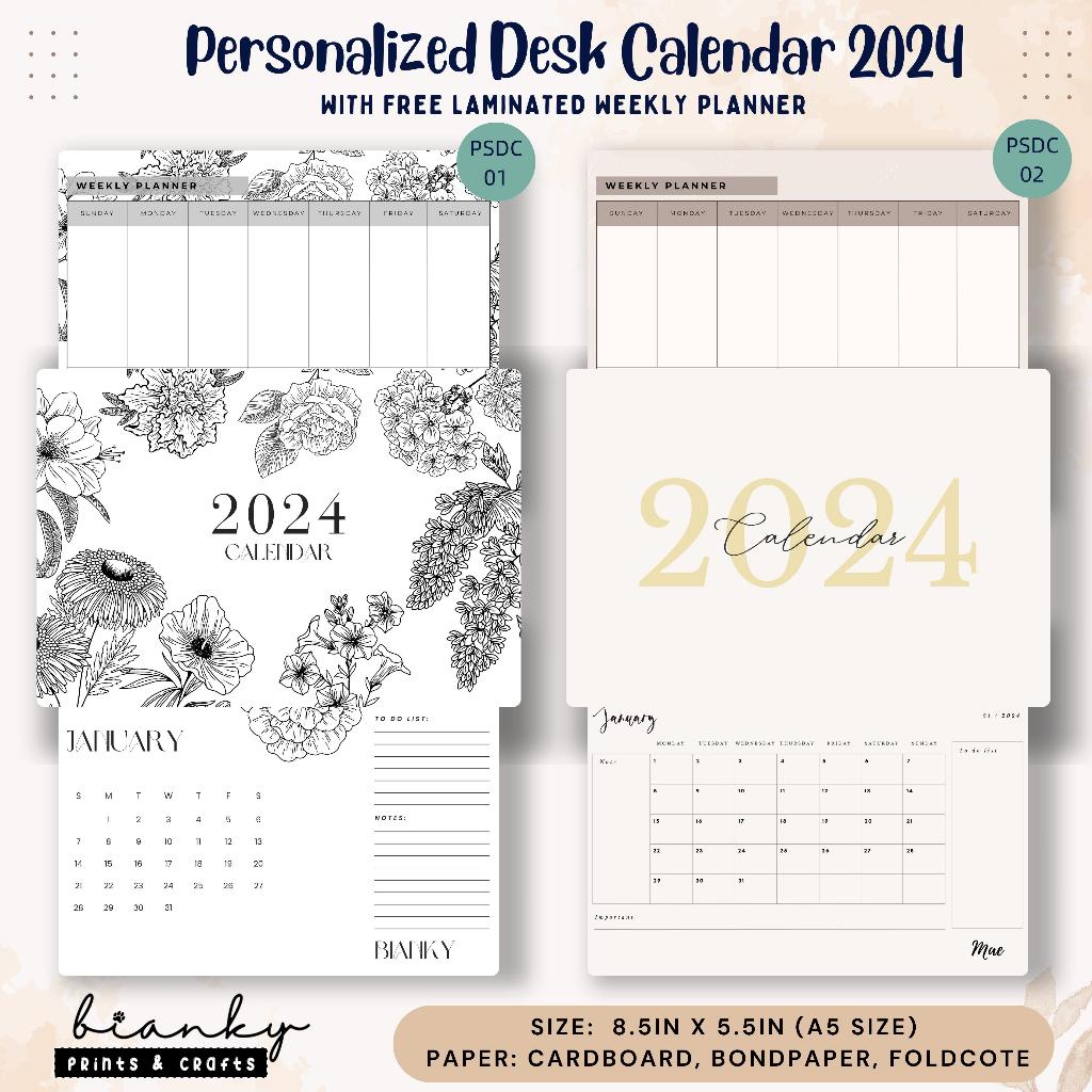 Personalized Desk Calendar 2024 with FREE Weekly Planner Shopee