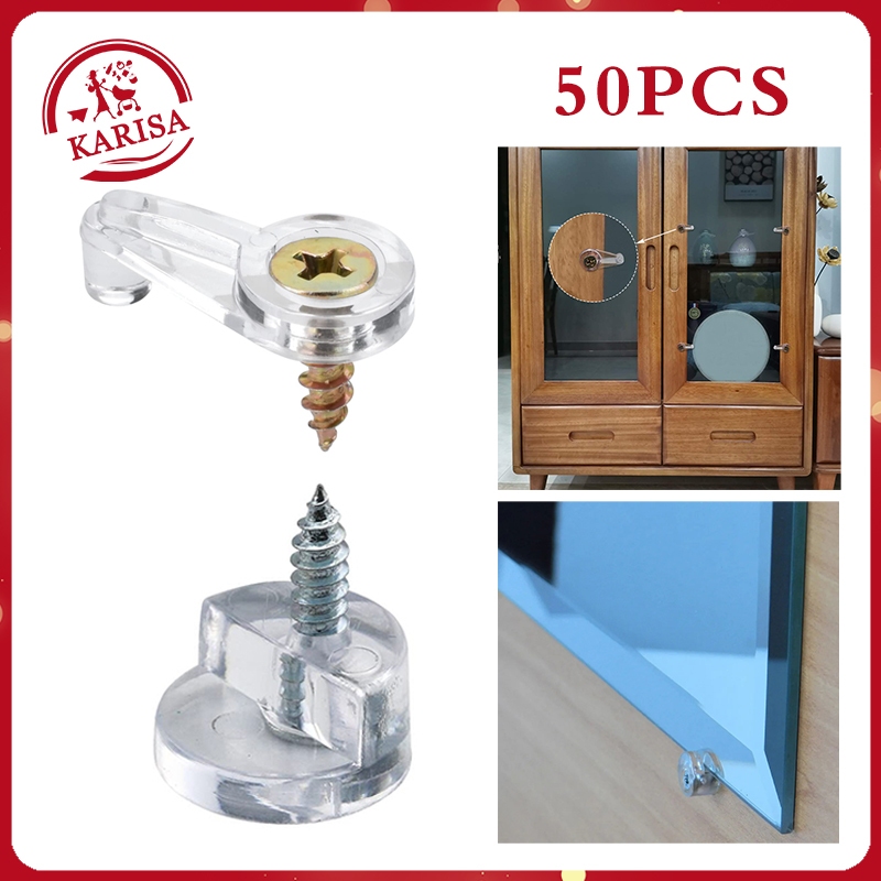 50Pcs Wall Mirror Holder with Screw Transparent Plastic Mirror Clip ...