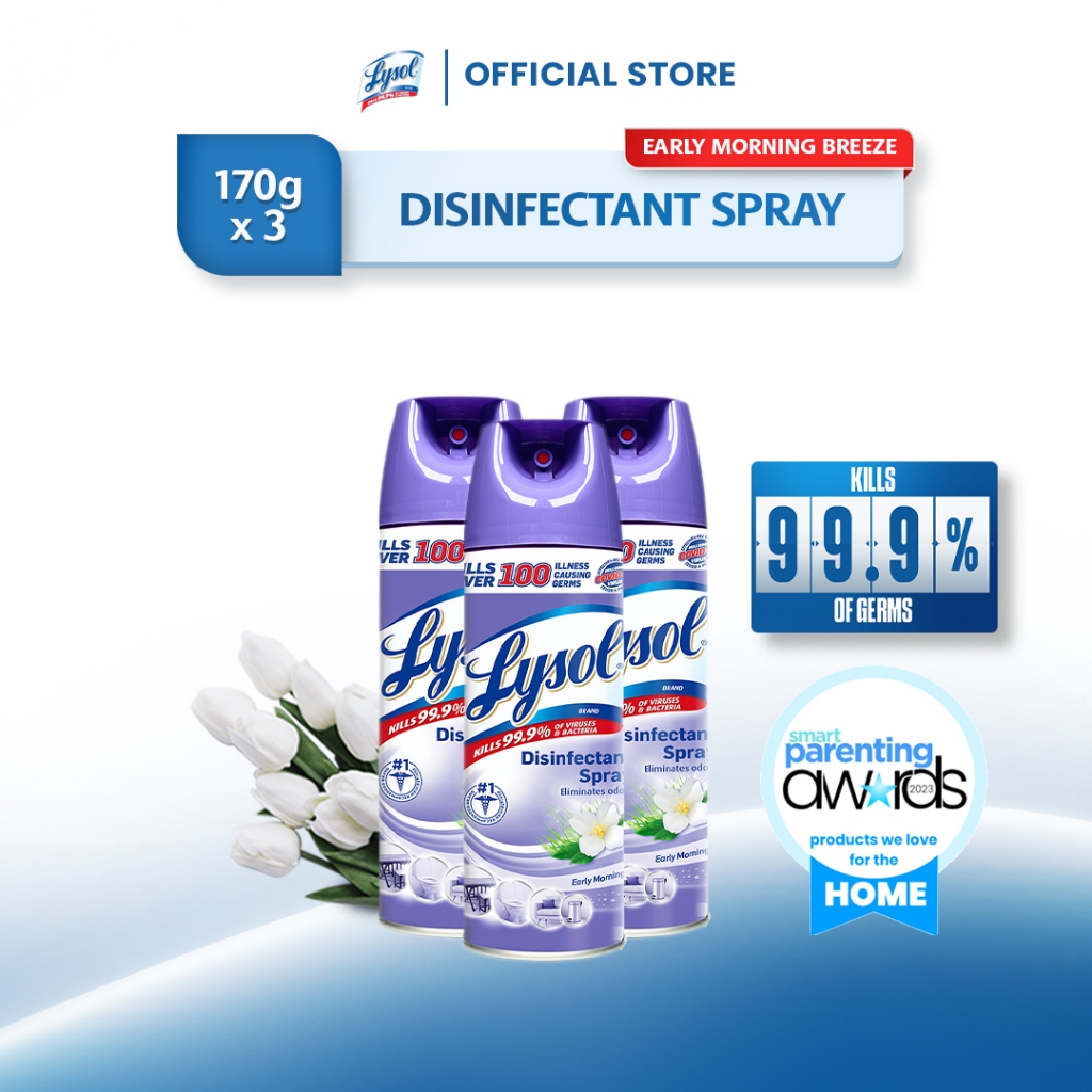 Lysol Antibacterial Disinfectant Spray Cleaner Early Morning Breeze 170 G Set Of 3 Shopee 0530