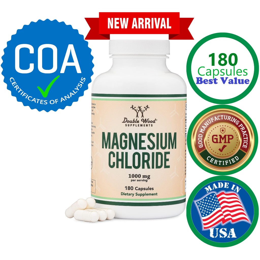 180 Caps Real Magnesium Chloride Supplement Nerve, Joint Health, Anti