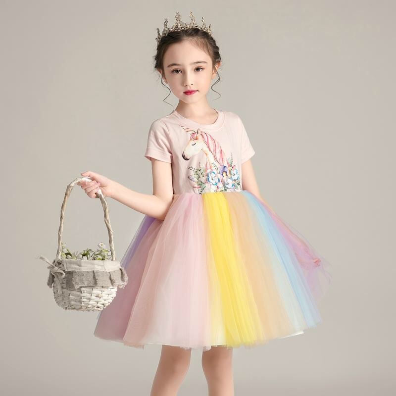 Cute Unicorn Dress for Kids Girls New Rainbow Tutu Lace Skirt Party ...