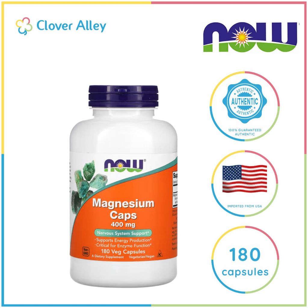 NOW Triple Magnesium Caps, 400 mg, 180 Veggie Capsules (08/2028 expiry ...