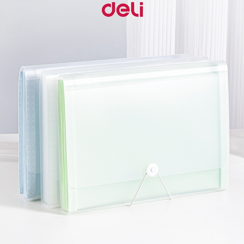 Deli Portable Folder Light Tone Impression Organ Bag 13-grid A4 Paper ...