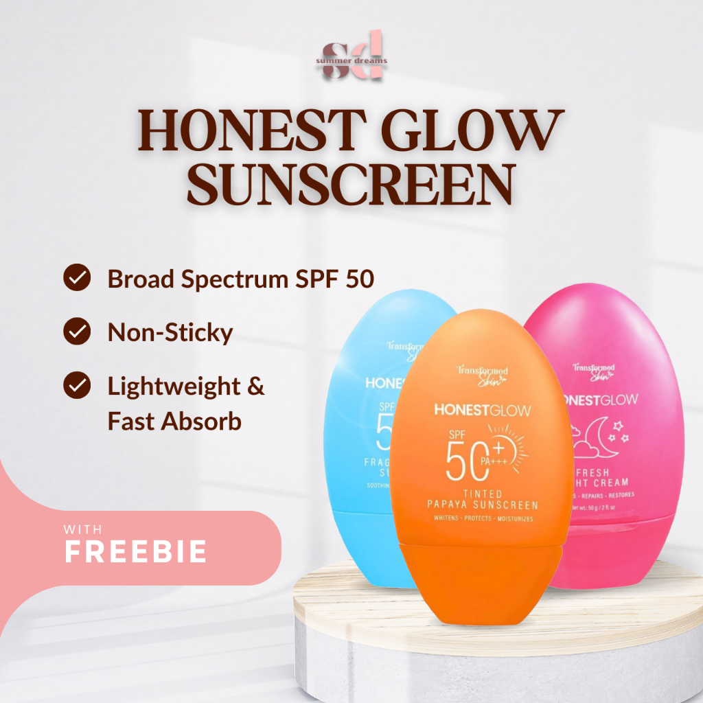 HONEST GLOW Fresh Night Cream and Tinted Sunscreen SPF 50 PA+++ 50g ...