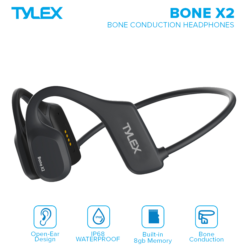 TYLEX BONE X2 OPEN EAR BONE CONDUCTION HEADPHONES IP68 WATERPROOF BUILT