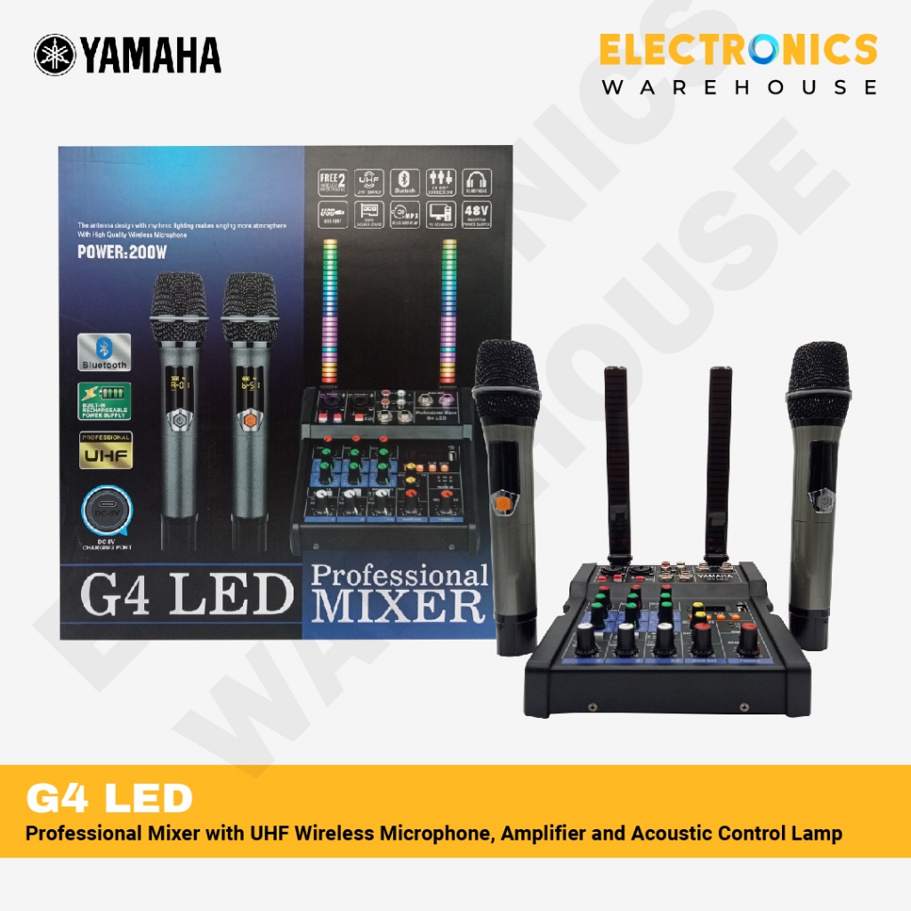 Yamaha G4 LED, Professional Mixer with UHF Wireless Microphone