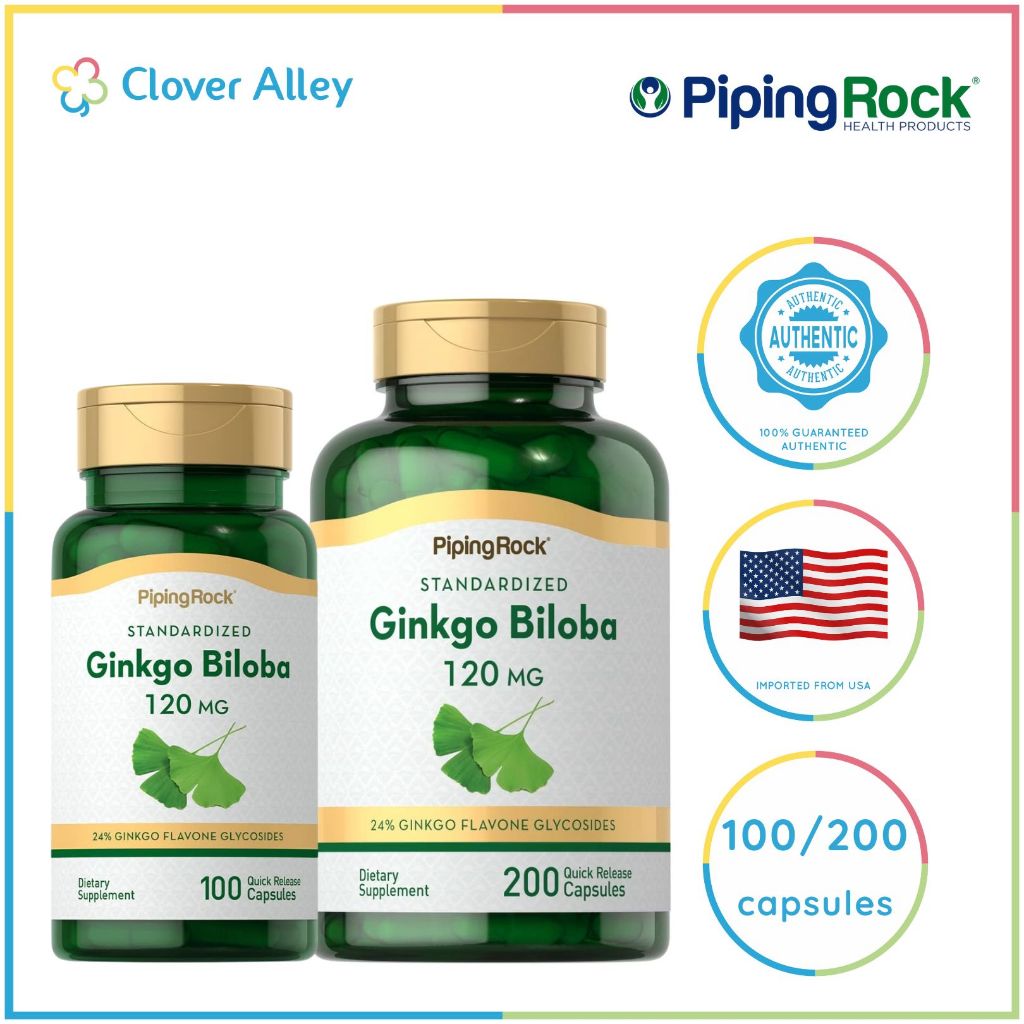 Pipingrock Ginkgo Biloba w/ Bacopa Monnieri 120mg, 100/200pcs (06/2026