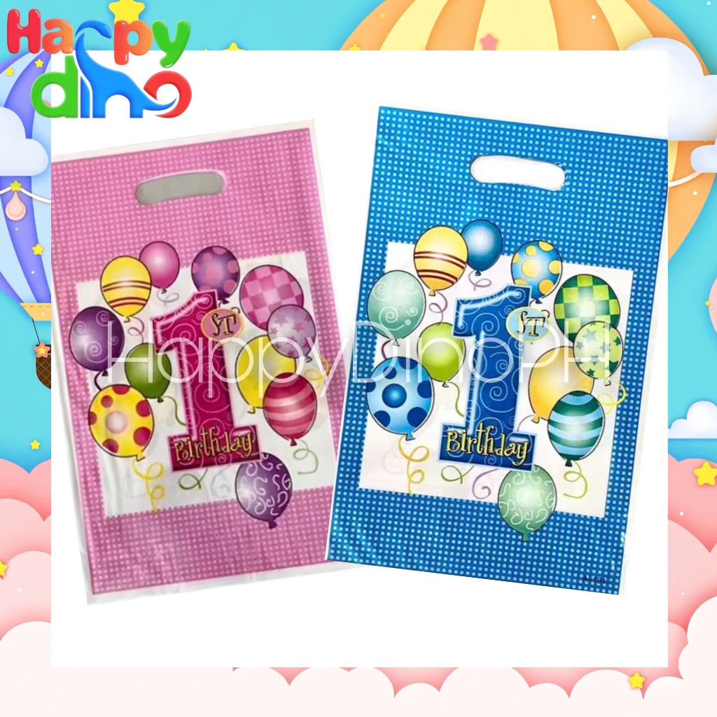 10pcs 1st birthday loot bag plastic bag gift bag for birthday party supplier decorataion Happy Dino Shopee Philippines
