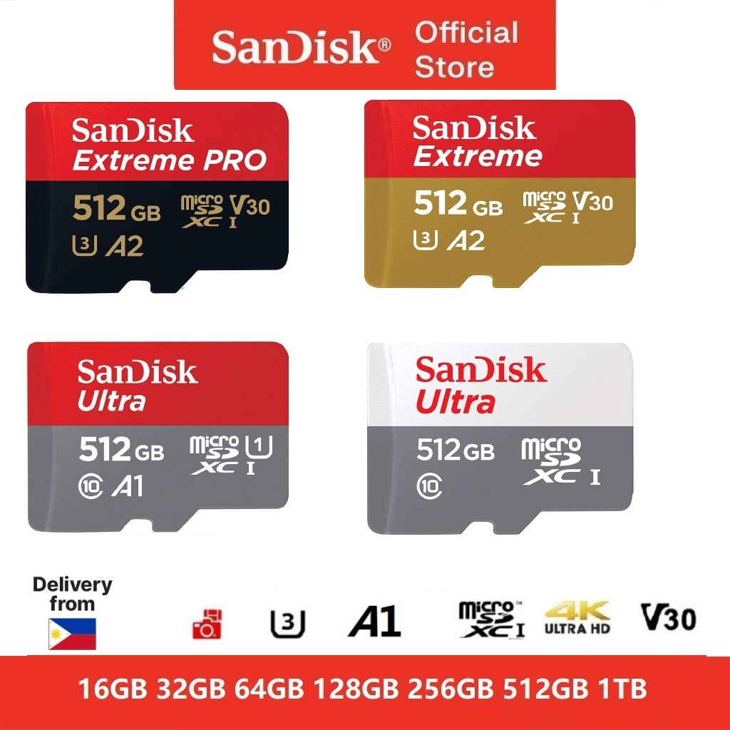 SanDisk Memory Card 1TB 512GB 256GB Micro SD 128GB 64GB 32GB microSDXC ...