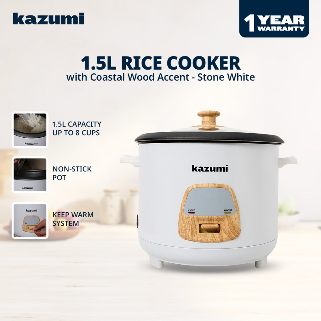 Kazumi KZ-RC115 1.5L Rice Cooker Non Stick 1000W Durable Stainless ...