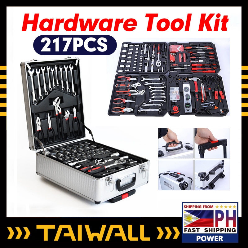 217 Tool Hardware Toolbox Set with Screwdriver Socket Wrench Pliers ...