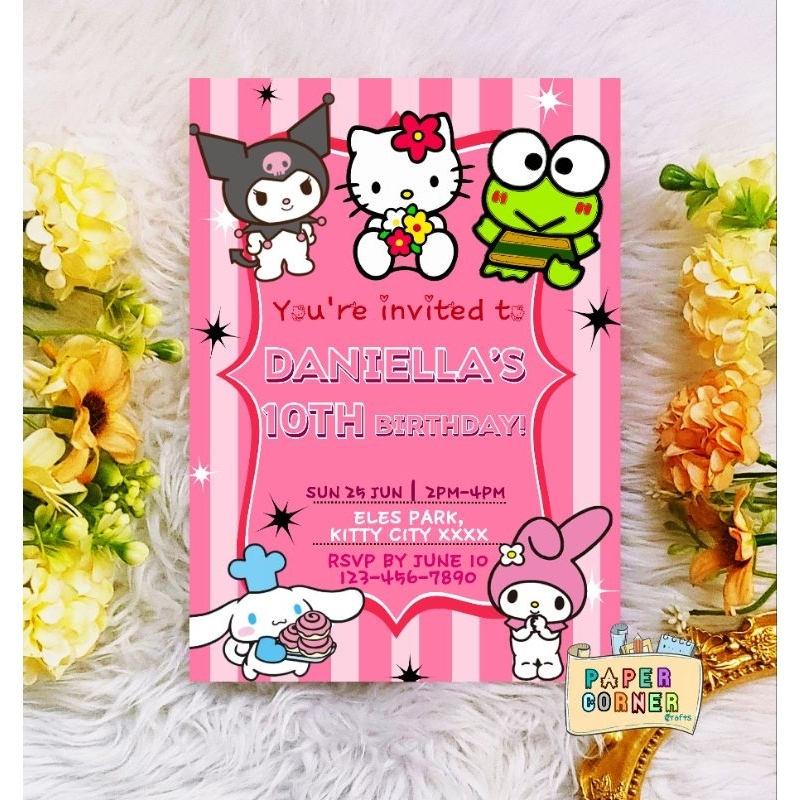 Hello Kitty Invitation (MINIMUM 20pcs) | Shopee Philippines