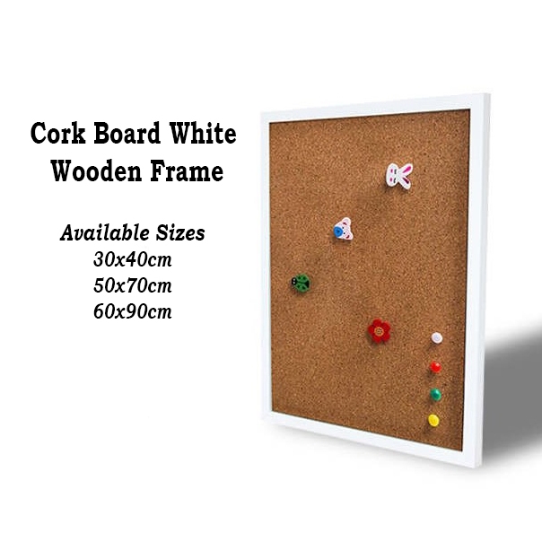 60x90 Cork board White wooden frame bulletin board 60x90 Shopee