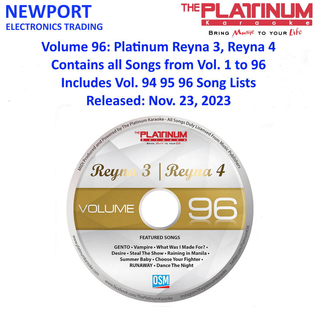 VOLUME 96 PLATINUM REYNA 3, REYNA 4 KARAOKE CD DVD RELEASED NOVEMBER 23 ...