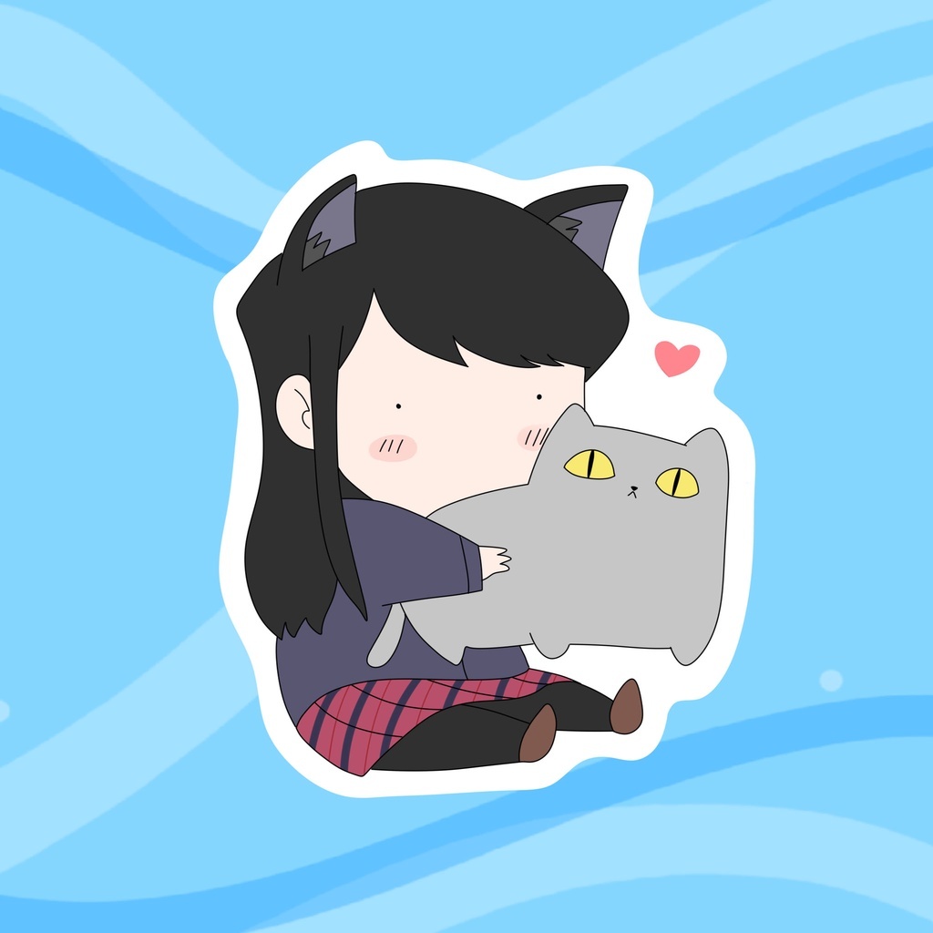 Sskait Komi Muning Waterproof Funny Anime Cat Mood Die Cut Sticker Shopee Philippines 3277