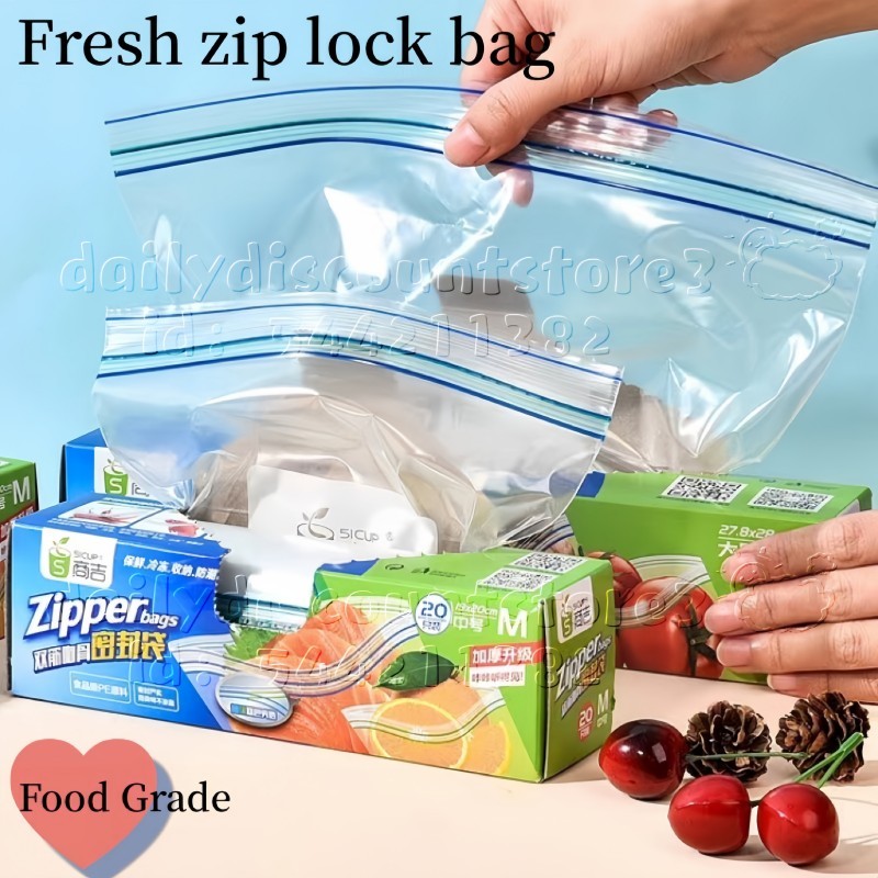 Zipper type food storage bag vegetable freshkeeping bag double sealed