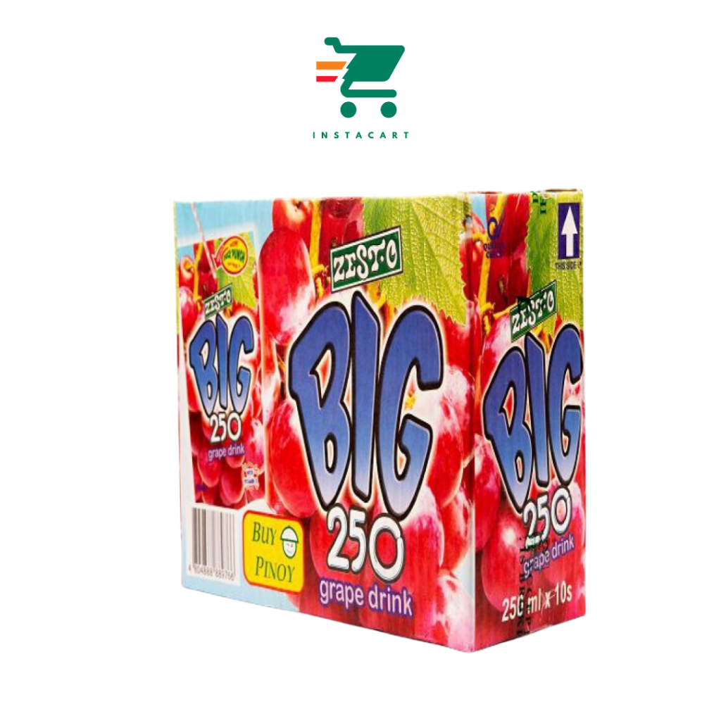 InstaCart ZestO Big 250 Grape Juice Drink 250ml x 10 Fruit Drinks Snack
