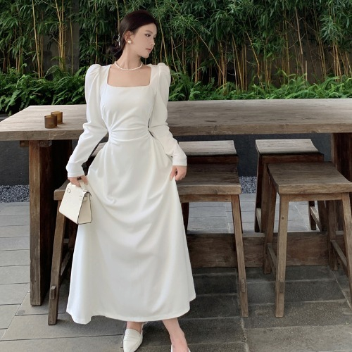 white linen lace insert midi dress White Cotton Lace Trim Midi Dress – self-portrait-US main image 0