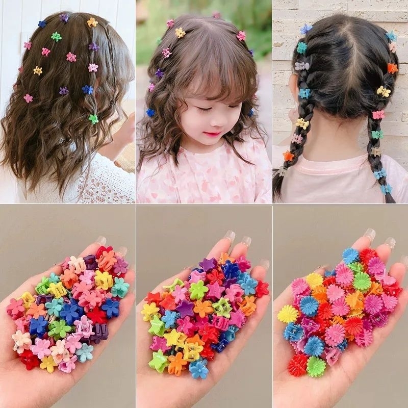 10/30/50 Pcs/Set Mini Hair Claws Clips Flower Crown Star Hairpins Girls ...