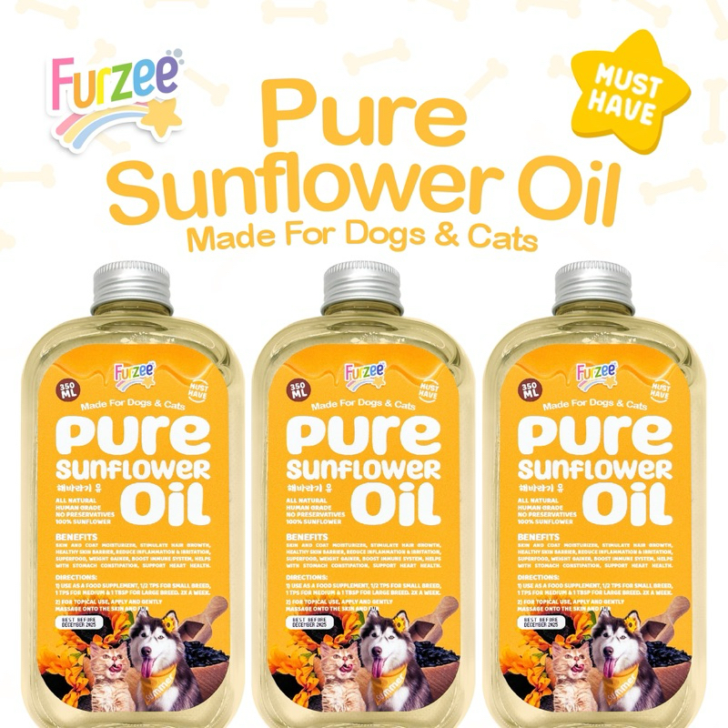 Furzee Sunflower Oil for Dogs and Cats 250 350 ml Organic Cold