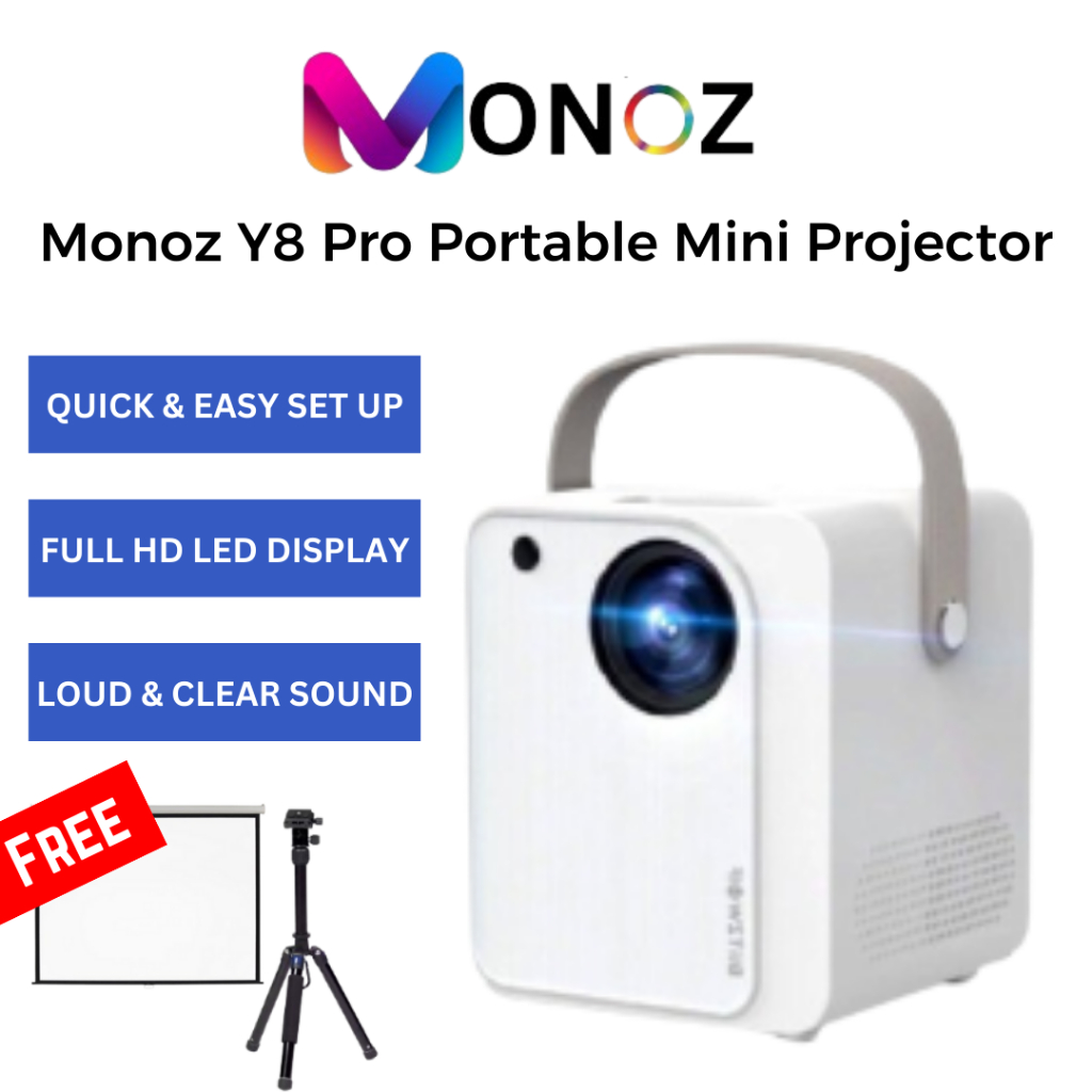 Monoz RAY DESIGN New Smart Android Projector Y8 Mini 8000 Lumens HD