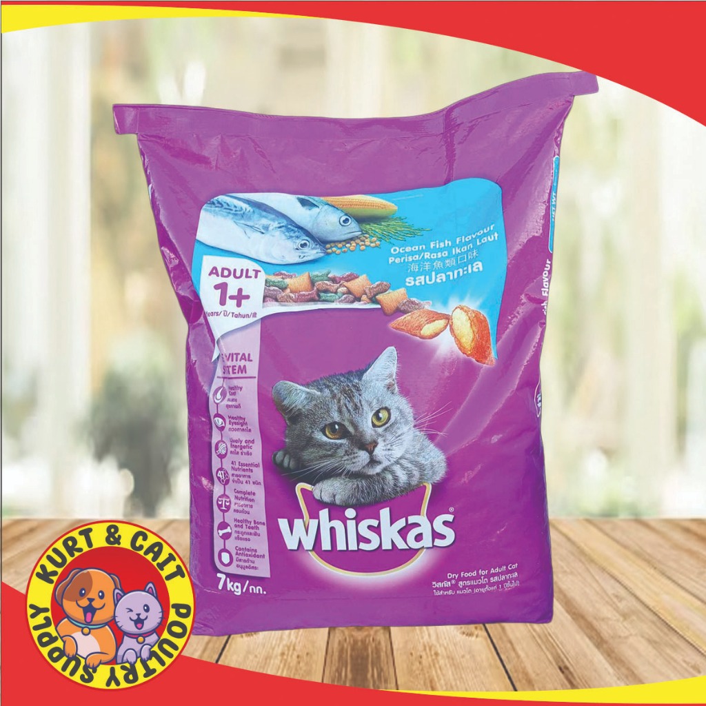 WHISKAS Adult Cat Food in Ocean Fish Flavor 7kg Complete & Balanced