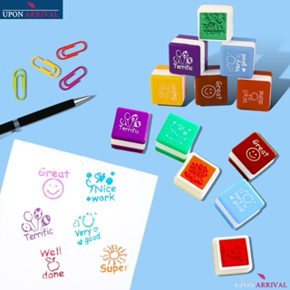 6pcs/set Cute Cartoon Kids Stamp Set Teachers Self Inking Praise Reward  Stamps Motivation Sticker School