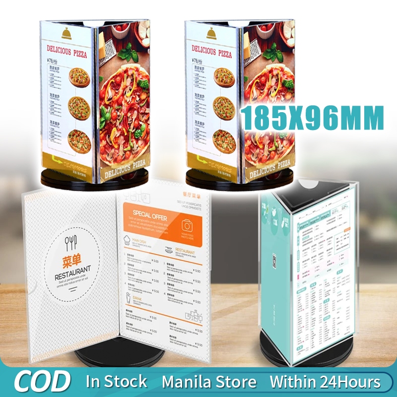 3-Sided Rotating Menu Holder Acrylic Menu Price List Ad Desktop Display ...