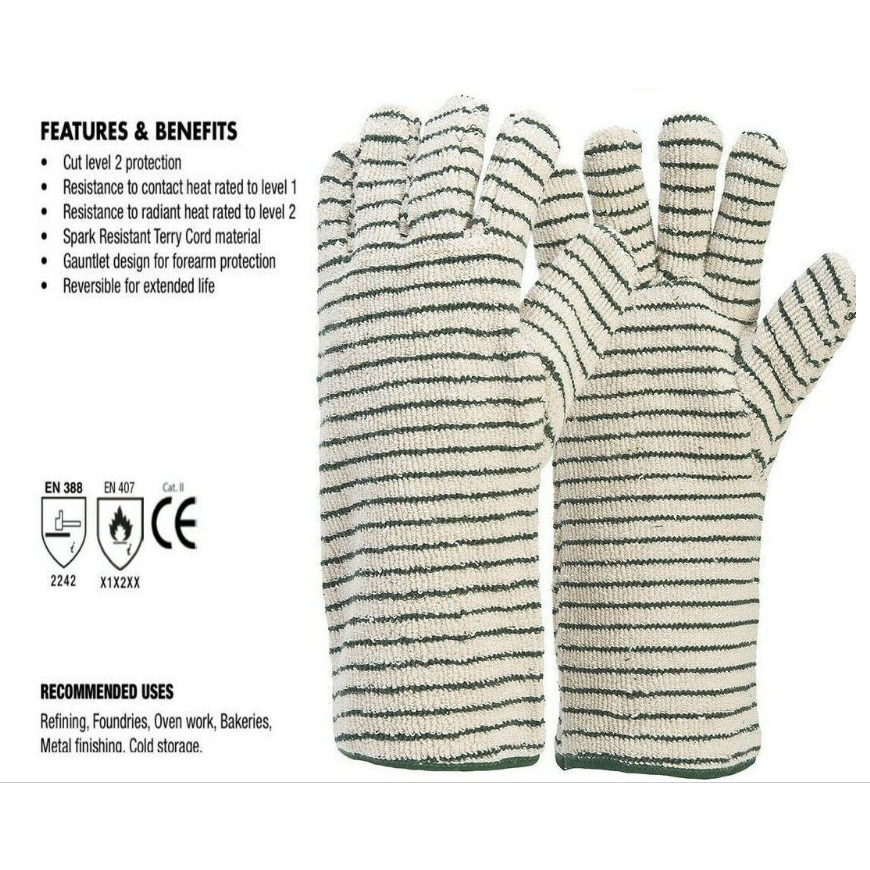 1 Pair Industrial Oven Gloves Heat Resistant Insulated Durable 