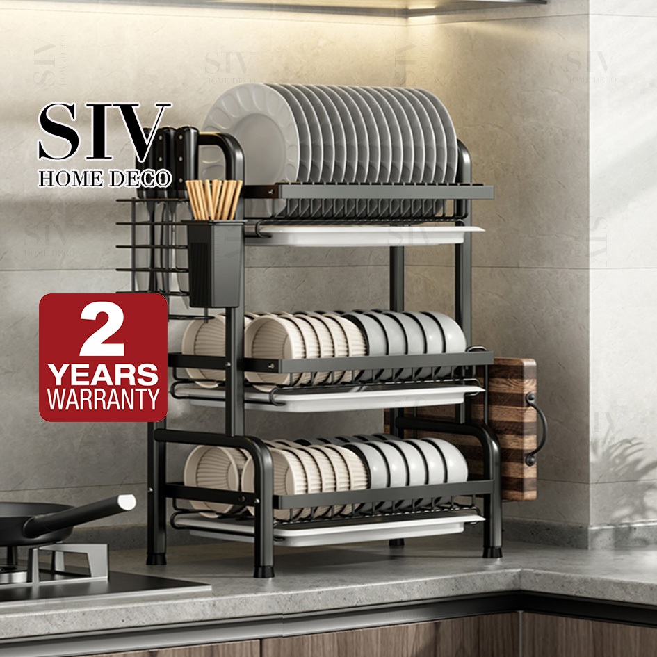 Siv 2/3 Tier Countertop Dish Rack Drainer Kitchen Drying Organizer
