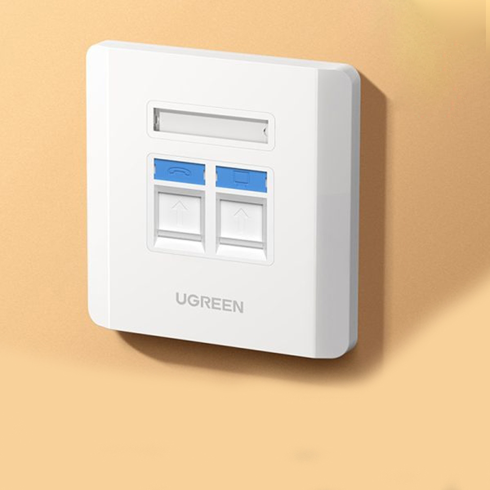 UGREEN Dual Port Wall Plate LAN / RJ45 / RJ11 Female to Female Keystone ...