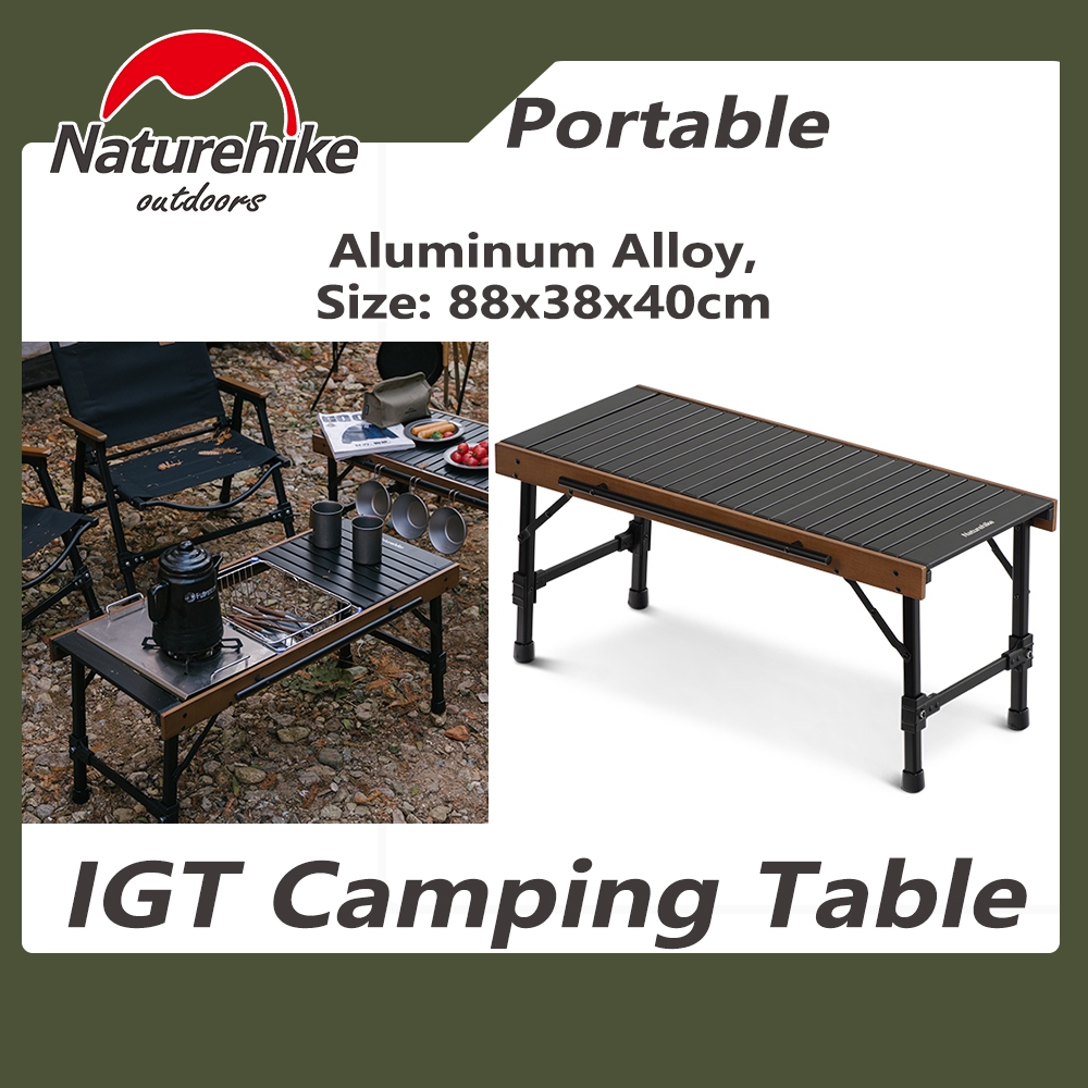 Table De Camping Pliable IGT – Bois Et Inox, Portable, 82x40 Cm, 7.7kg
