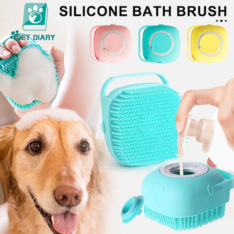 Dog Bath Massage Brush Comb Bathroom Shower Brush for Dogs Cats Pet  Grooming Shampoo Dispenser
