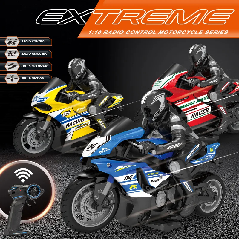 1/10 2.4G high-speed remote control RC stunt motorcycle self balancing ...