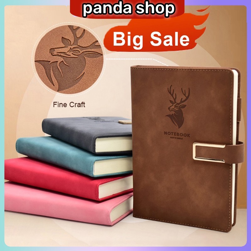 A5 Leather Notebook With Pen Notepad Big Thick Journal Notebook 