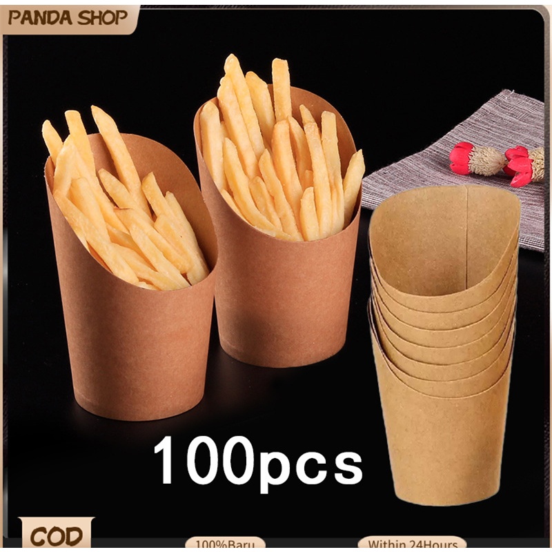 100pcs 14oz French Fries Paper Cup Disposable Kraft Paper Cup Egg ...