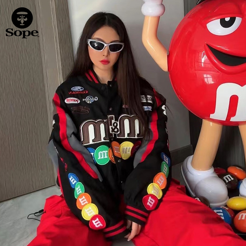 SOPE M&M Embroidery Jackets Varsity Jacket Casual Bomber Mm Jacket