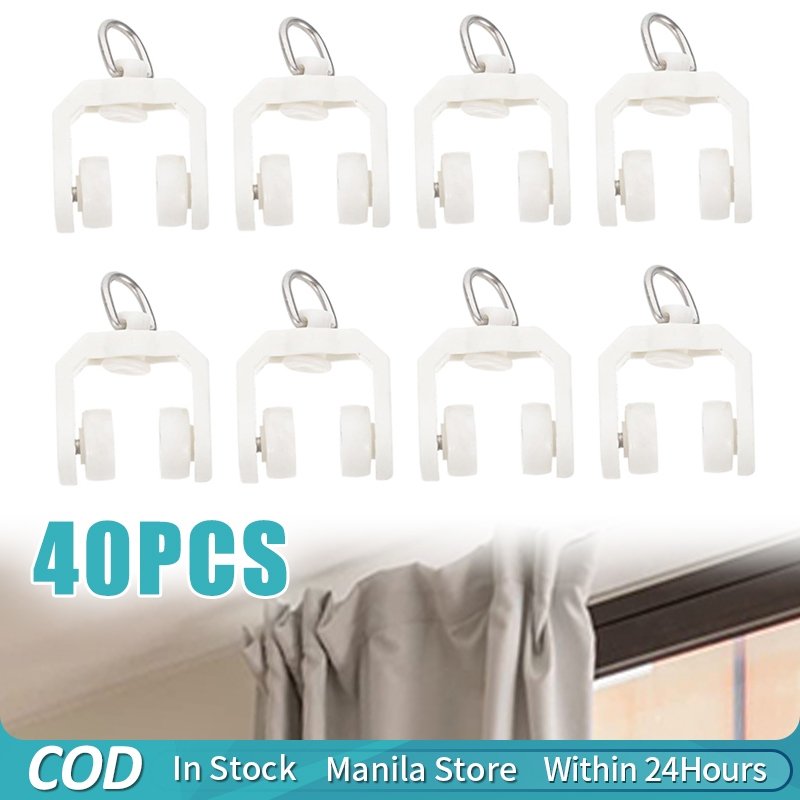 40pcs Curtain Track Roller Hook Mute Shower Curtain Runner | Shopee ...