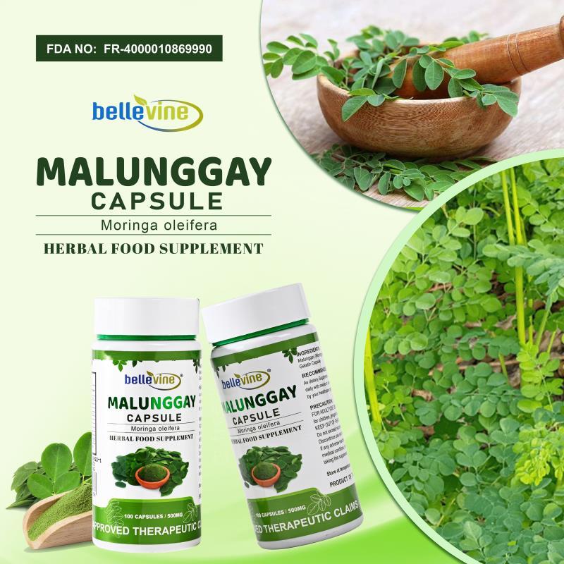 Bellevine Organic Malunggay Capsules 100 Capsules (FDA approved