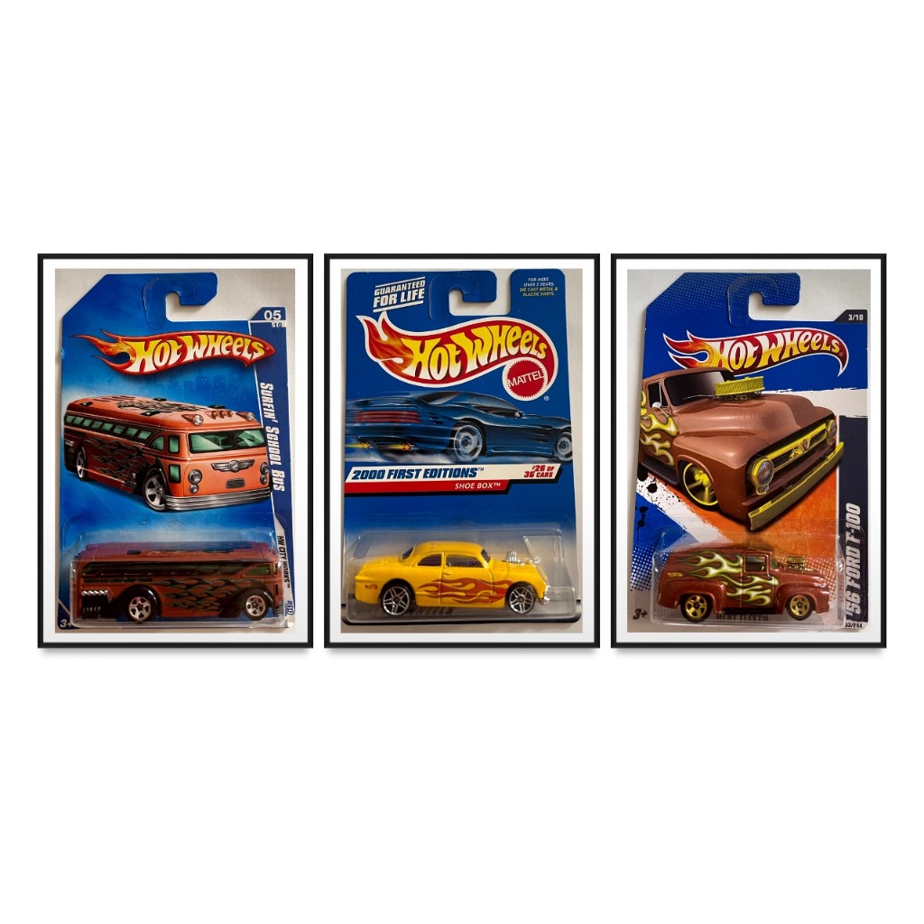 Hot Wheels - '56 Ford F-100, Shoe Box, Surfin' School Bus with Flames ...