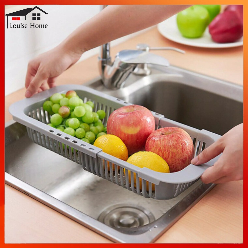Kitchen Expandable Sink Strainer Drain Vegetable Fruit Drainer Basket Space  Saving