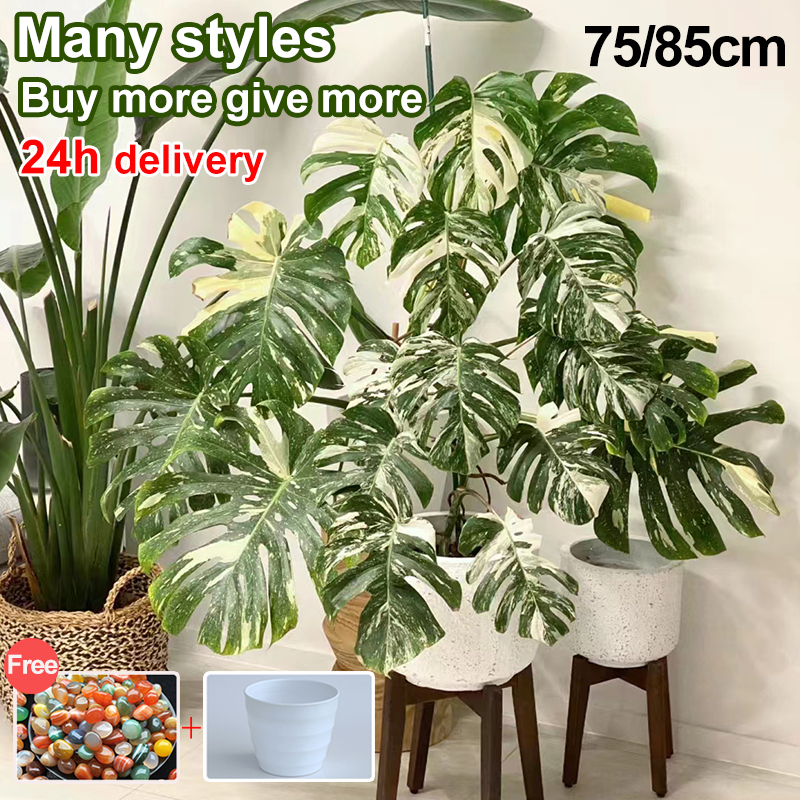 Artificial plant with pot 18/24PCS Tropical Plants Potted Artificial