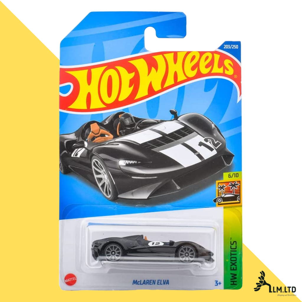 Hot Wheels McLaren Elva Bleue 1/64 - Série Exotics 2022 - Carte EU, Blister Non Ouvert