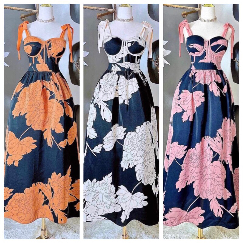 #NEW ONHAND#CORSET STYLE#PADDED#MAXI DRESS#SELF-TIE STRAP#FULL SMOCK ...
