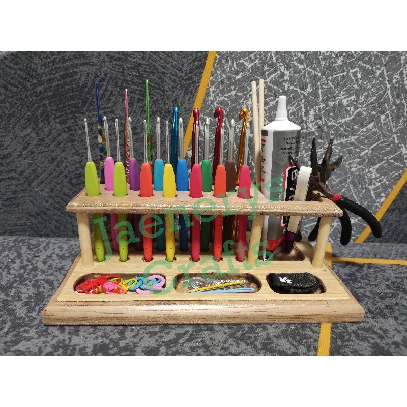 Wooden Crochet Hook rack 20 holes | Shopee Philippines